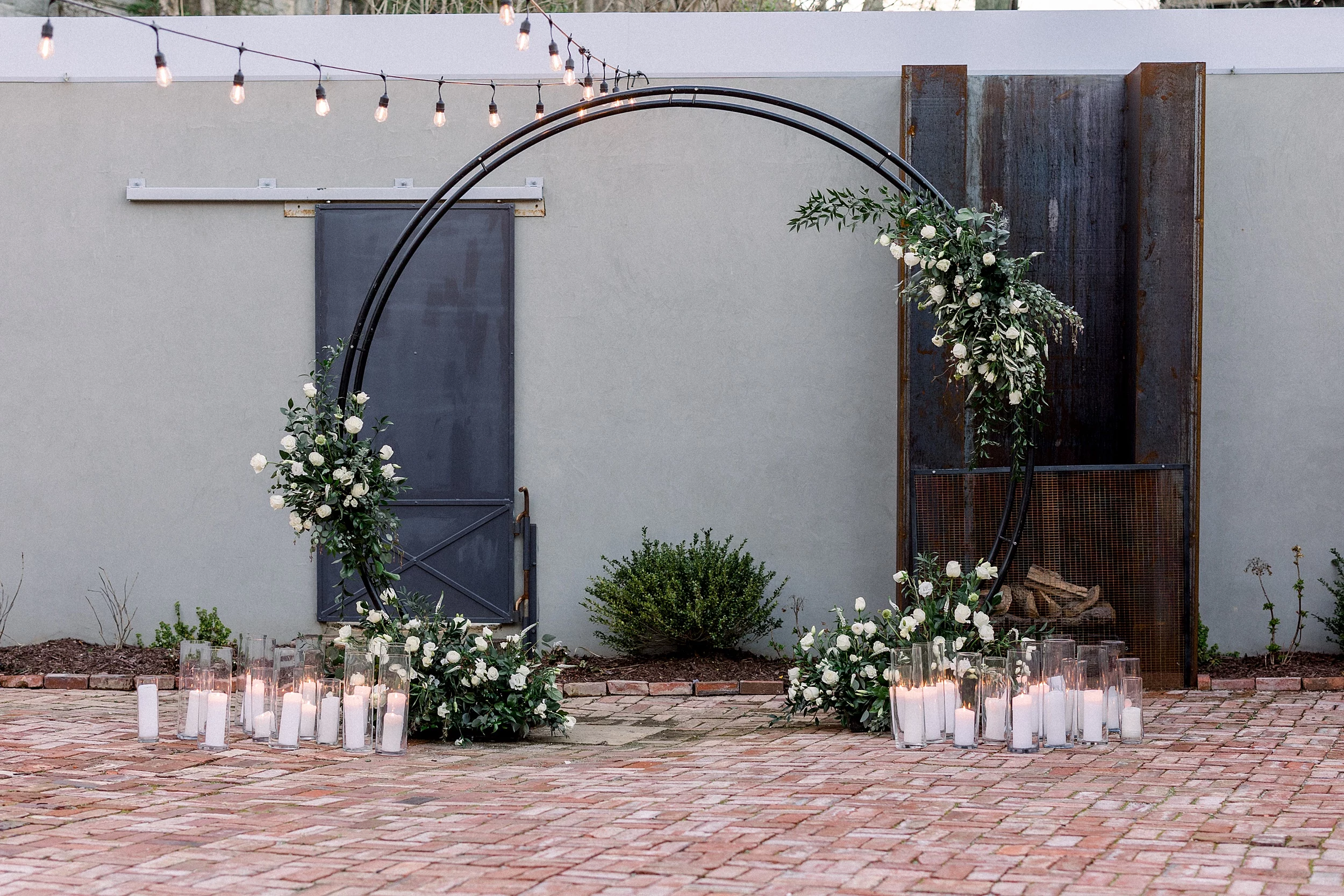 Ceremony arch details during the day at bishop station atlanta