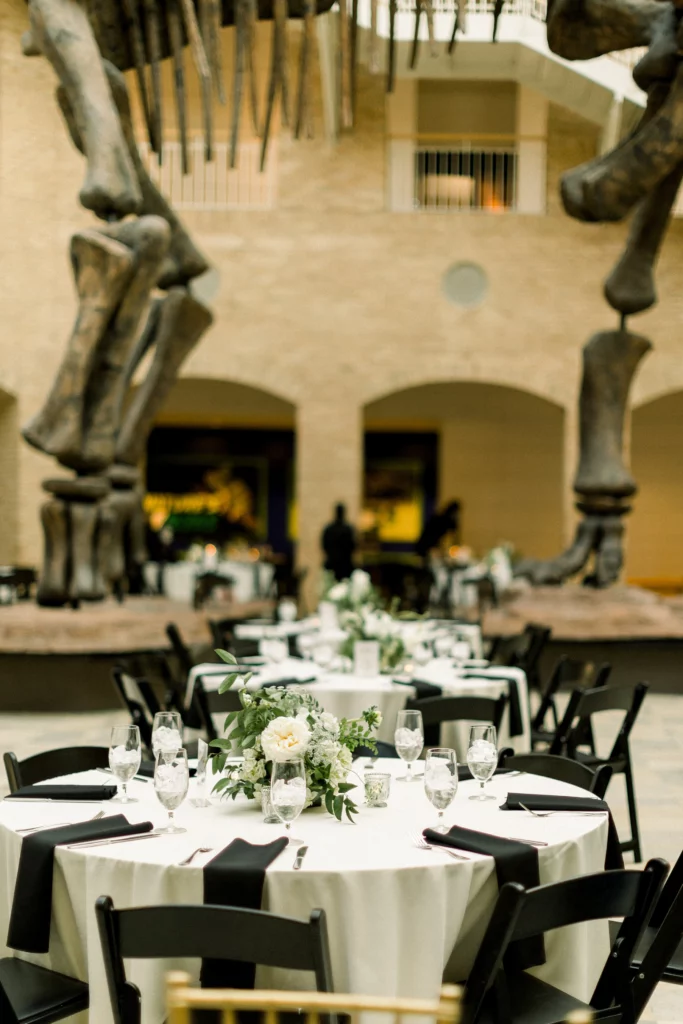Reception details at a fernbank museum wedding